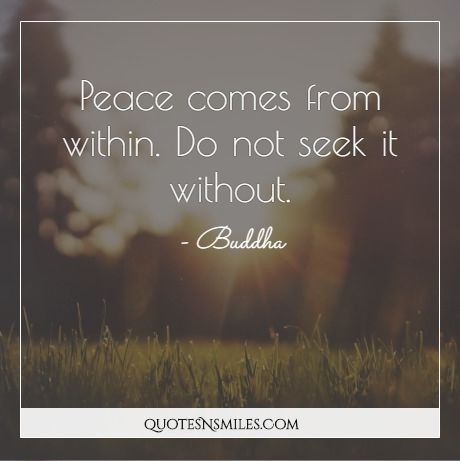 Peace comes from within. Do not seek it without.