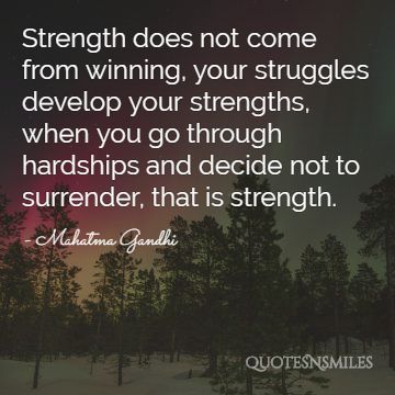 strength surrender gandhi picture quote