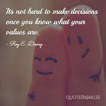 Its not hard to make decisions once you know what your values are.