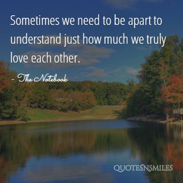Sometimes we need to be apart to understand just how much we truly love each other.