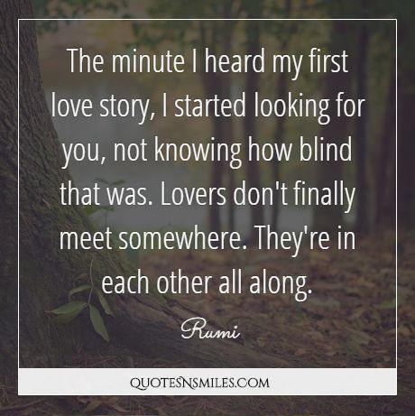 The minute I heard my first love story, I started looking for you