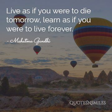 learn as if you were to live forever gandhi quote