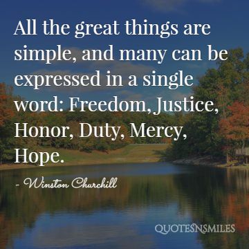 all great things are simple Winston Churchill Picture Quote