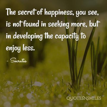 capacity to enjoy less Socrates Picture Quote