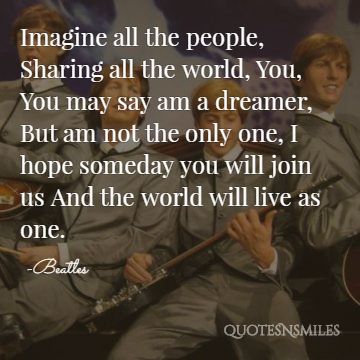 imagine all the people the beatles picture quote