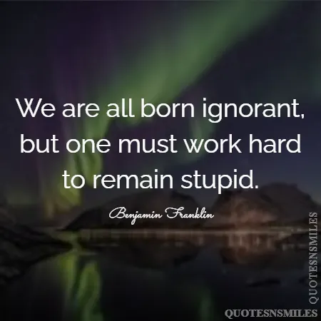 we are all born ignorant but one must work hard to remain stupid 