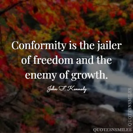 conformity is the jailer of freedom and the enemy of growth 