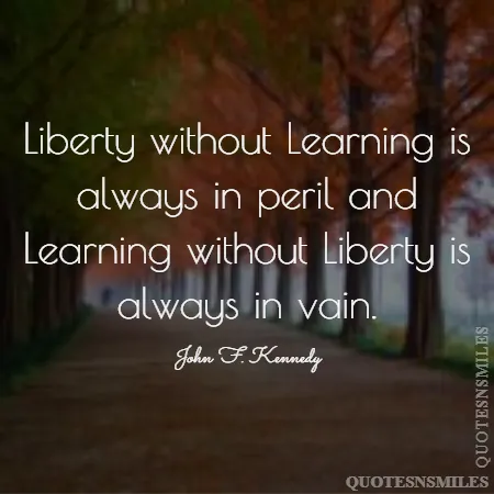 liberty without learning is always in peril and learning without liberty is always in vain 