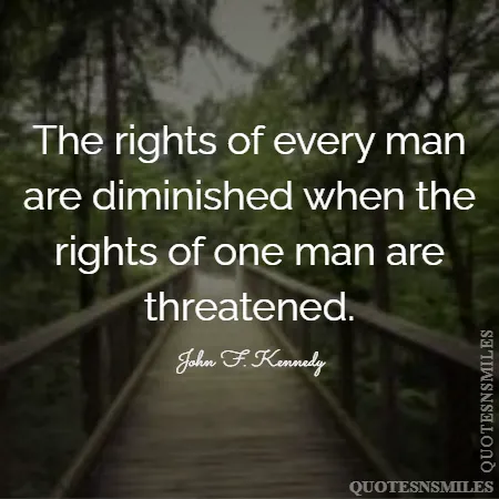 the rights of every man are diminished when the rights of one man are threatened 