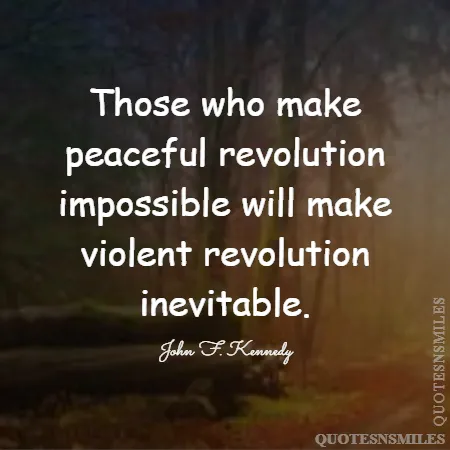 those who make peaceful revolution impossible will make violent revolution inevitable 