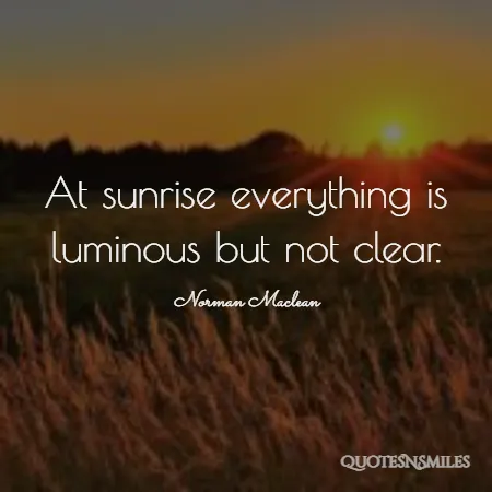 at sunrise everything is luminous but not clear 